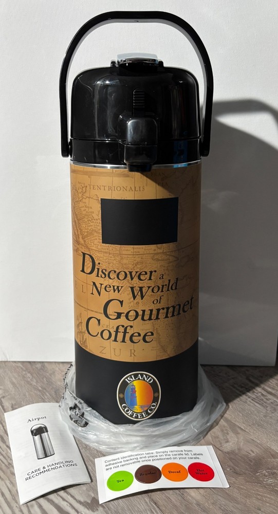 New Island Coffee Co. Airpot w/ Box; Thermal Carafe Dispenser; Open Box, Unused