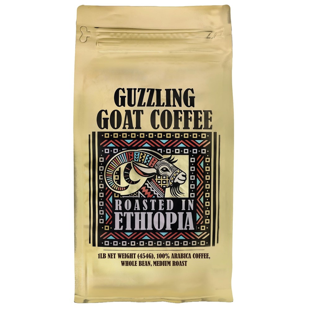 Guzzling Goat Ethiopian Coffee Beans Premium Medium Roast Whole Bean Strong