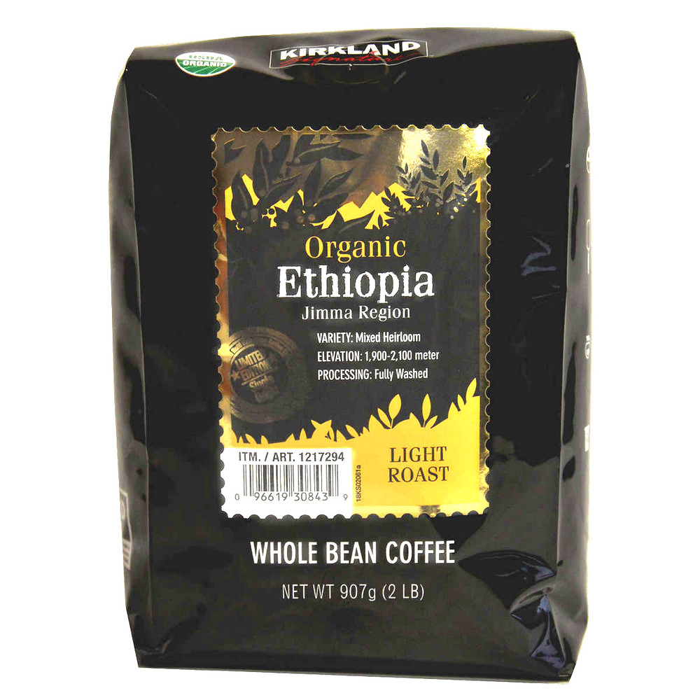 Kirkland Signature Organic Ethiopian Whole Bean Coffee – 2 lbs Fresh Roast