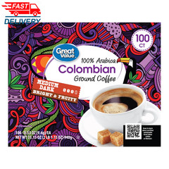 100% Arabica Colombian Medium Dark Roast Ground Coffee Pods, 33.1 Oz, 100 Count