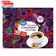 100% Arabica Colombian Medium Dark Roast Ground Coffee Pods, 33.1 Oz, 100 Count