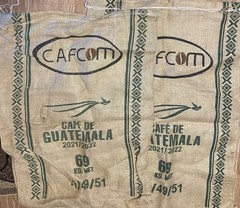 2 Guatemala Burlap Coffee Sacks Lot – Entre Volcanes & CAFCOM Jute Bags 69kg