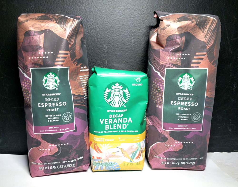 Starbucks Decaf Coffee Lot Dark Roast Espresso And Veranda Blend 3 Bags 2026