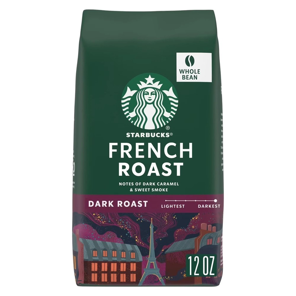 Starbucks French Roast, Whole Coffee Beans,Dark Roast Hot or Iced Coffee, 12 oz.