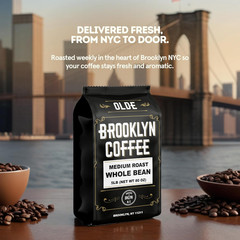 BROOKLYN COFFEE Whole Bean, Classic Medium Roast (5Lb) Balanced, Smooth, Mellow