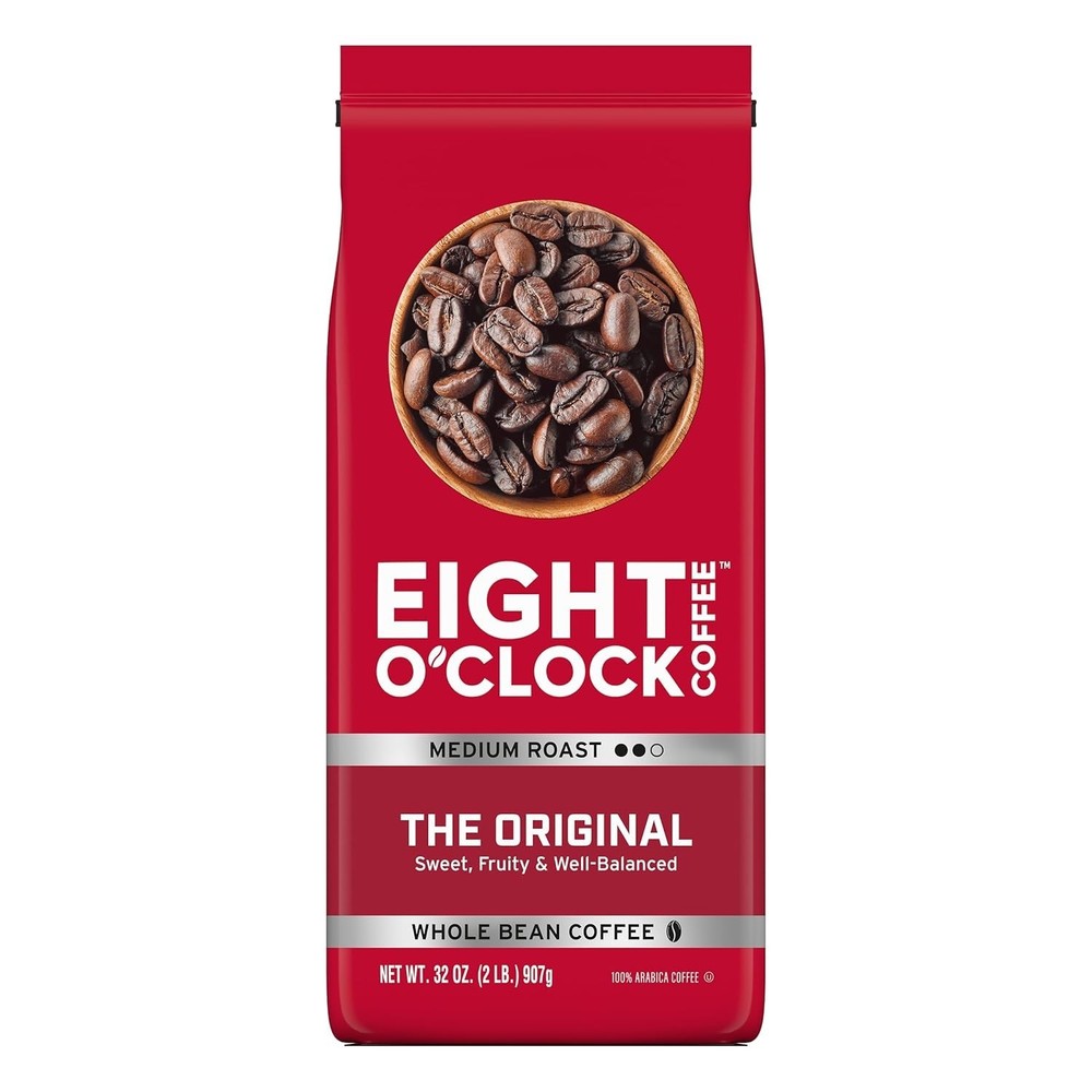 Eight O’Clock The Original 100% Whole Bean Coffee, Medium Roast, Kosher, 32 Oz