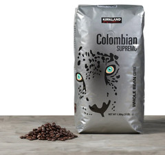 Kirkland Signature Colombian Supremo Coffee, Whole Bean, 3 lbs Medium Roast.