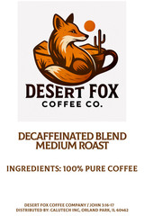 Decaffeinated | Medium Specialty Decaf Roast | Fresh Roasted | Desert Fox Coffee