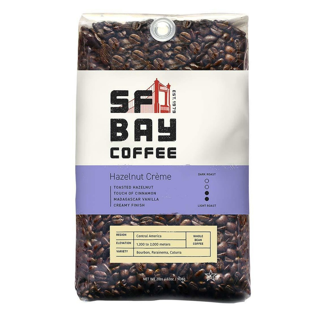 San Francisco Bay Coffee, Hazelnut Crème- Whole Bean, 2-Pound (32 oz.), Flavo…