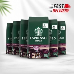 Starbucks Whole Bean Coffee, Dark Roast Espresso, 12 oz (6 Pack)
