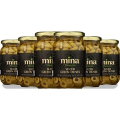 Mina Sliced Green Olives Moroccan Style Salt 6 Pack