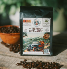 Tierra Granados Colombian Whole Bean Specialty Coffee Dark Roast 250g, 8.8oz bag