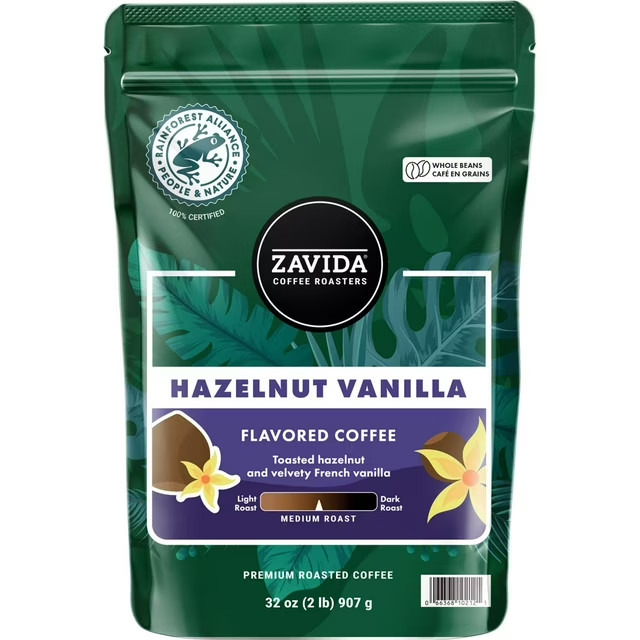 Zavida Coffee Whole Bean Coffee, Hazelnut Vanilla (32 oz.) Great Price