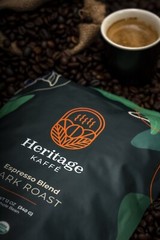 Heritage Kaffé, Robusta Whole Bean, Espresso Dark Roast, Organic, Kosher 12oz
