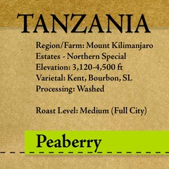 Roasted Coffee – Tanzania Peaberry Plus N Special – 1-6 lbs “Roasted upon Order”