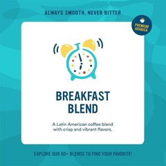 Roasted Whole Bean Breakfast Blend Coffee – 32 Oz Light Roast for Smooth Flavor