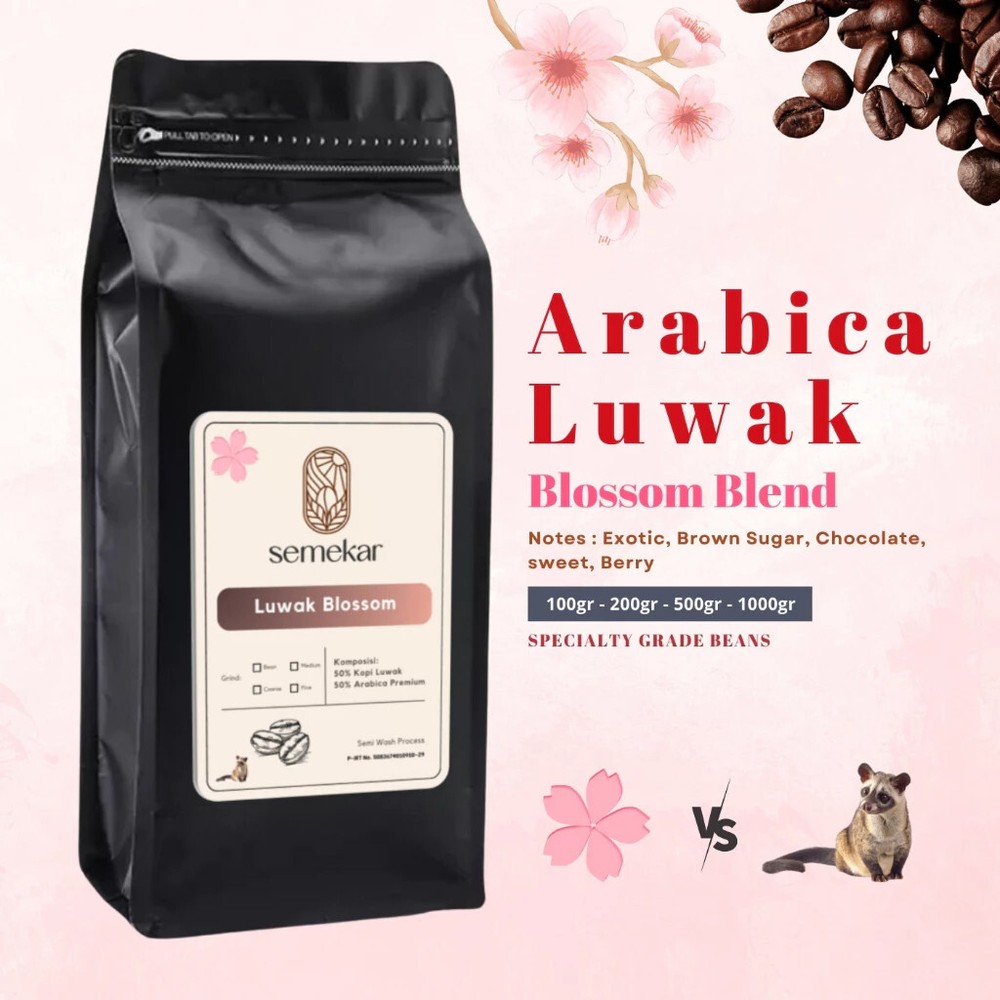 500g Luwak Coffee Blossom House Blend Arabica Roasted Beans