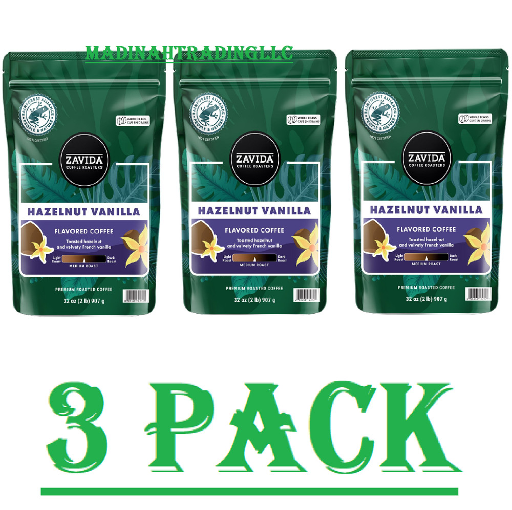 3 Pack Zavida Coffee Whole Bean Coffee, Hazelnut Vanilla (32 oz.) Great Price