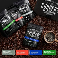 Bourbon Whiskey Barrel Aged Coffee Box Set 4 Bag Sampler Ground 4 OZ Pack 4