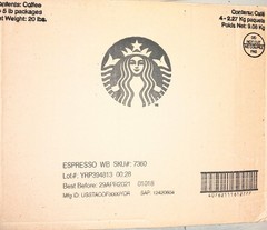 Case Of 4 X Starbucks Whole Bean Espresso Coffee 5lb. Bag