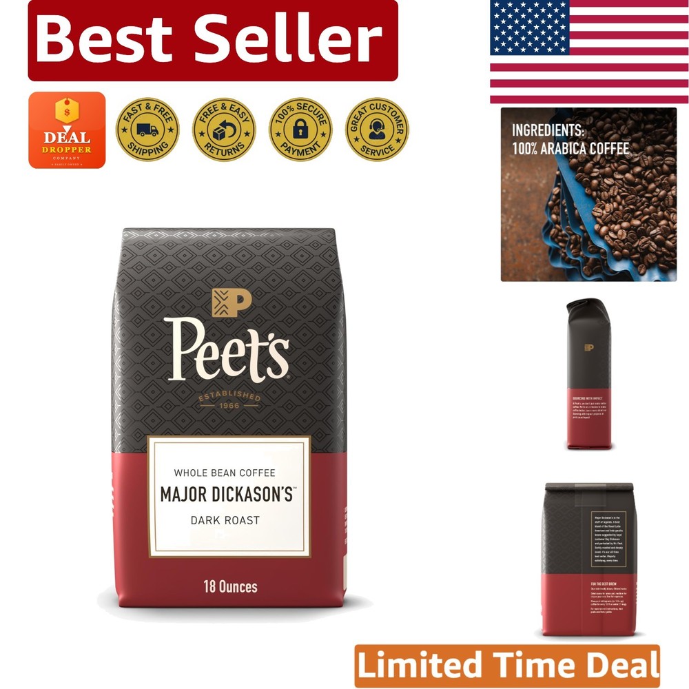 Exceptional 100% Arabica Coffee – Peet’s Major Dickason’s Dark Roast, 18 Ounce