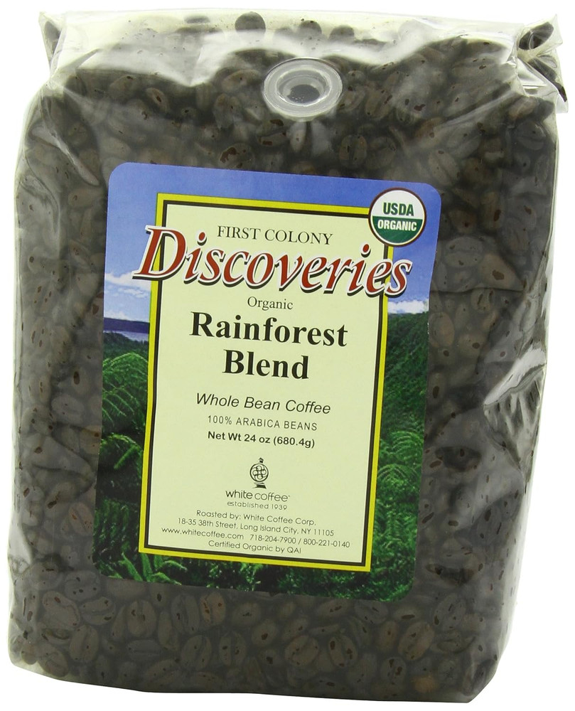 Organic Fair Trade Whole Bean Coffee, Rainforest, 24-Ounce