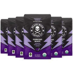 Death Wish Coffee, Espresso Roast Whole Bean (9 oz, 6 9 Ounce (Pack of 6)