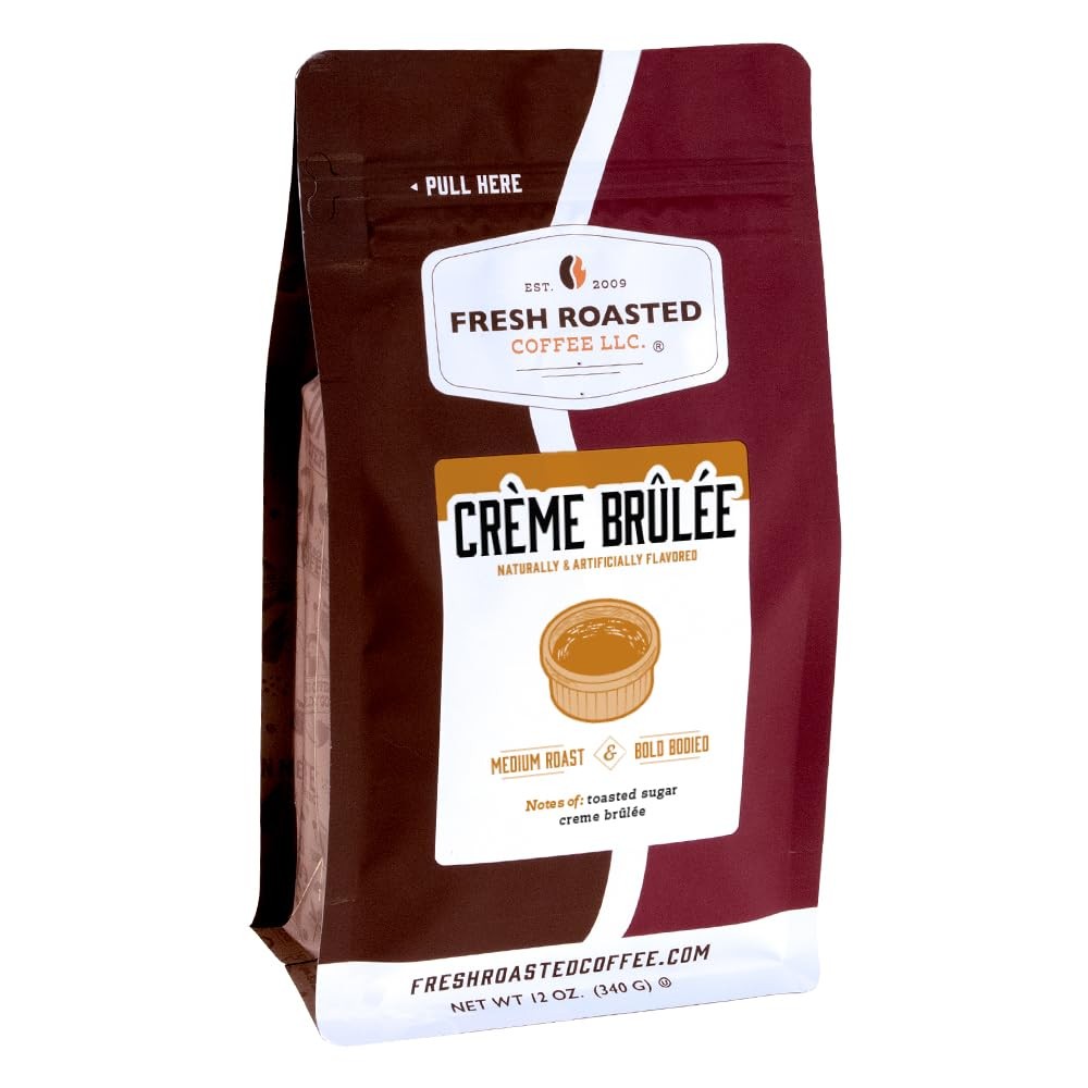 , Crème Brûlée Flavored Coffee, 12 oz, Medium Roast, Kosher, Whole Bean