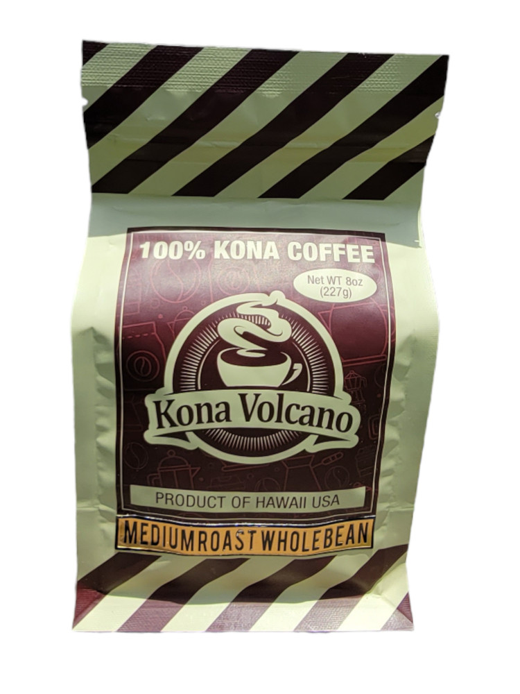 Kona Volcano Coffee Whole Bean 8.0oz bag – Medium Roast