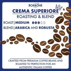 AiWaWa CA, (2 BAGS), Caffè Borbone Crema Superiore Whole Coffee Beans 1kg/2.2 Lb