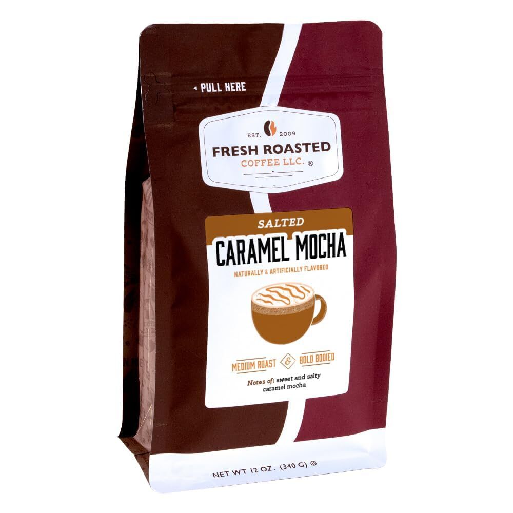 Salted Caramel Mocha Flavored Coffee 12 oz Medium Roast Kosher Whole Bean