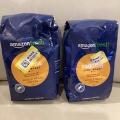 Amazon Fresh Rwanda Whole Bean Coffee, Light Roast, 12 Ounce (Pack of 2)