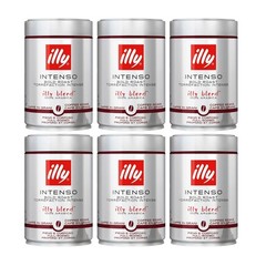 illy Intenso Whole Bean Coffee in Tin 100% Arabica Dark Roast 250g – PACK OF 6