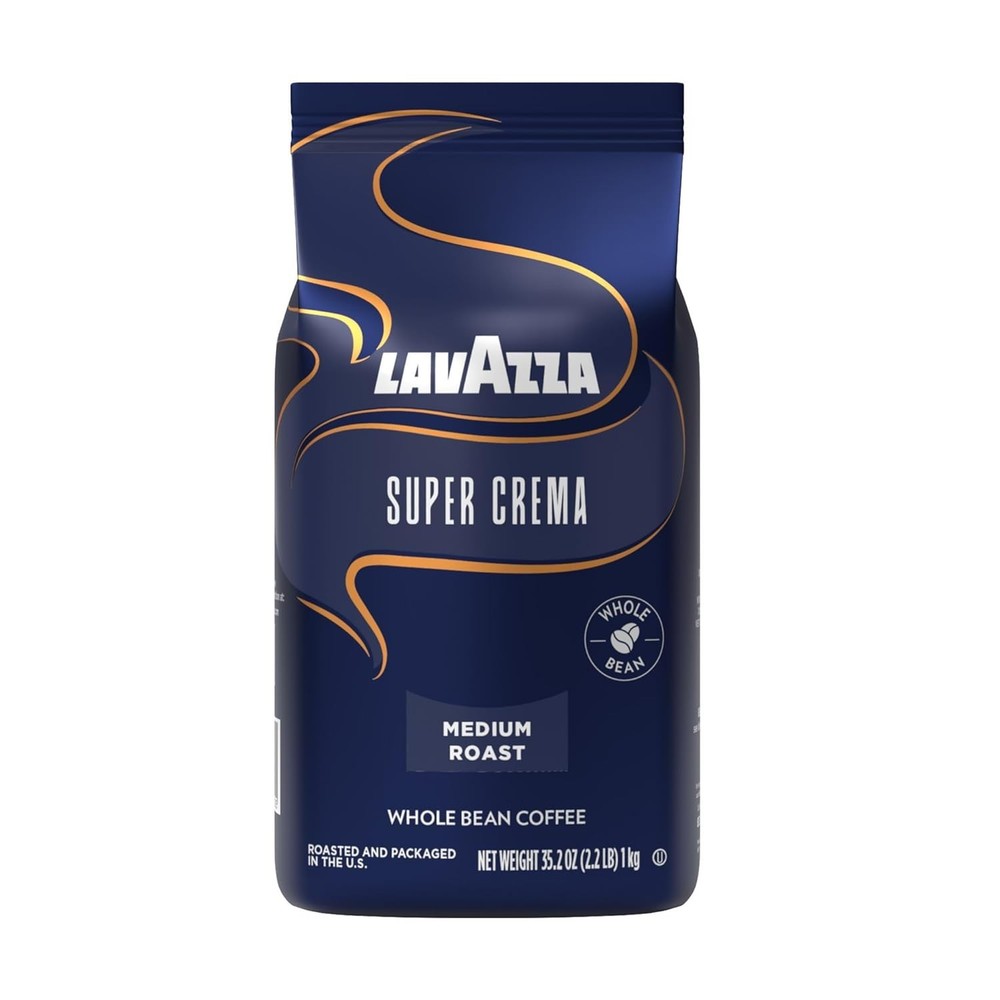 Lavazza Super Crema Whole Bean Coffee, Arabica and Robusta Blend 2.2 LB