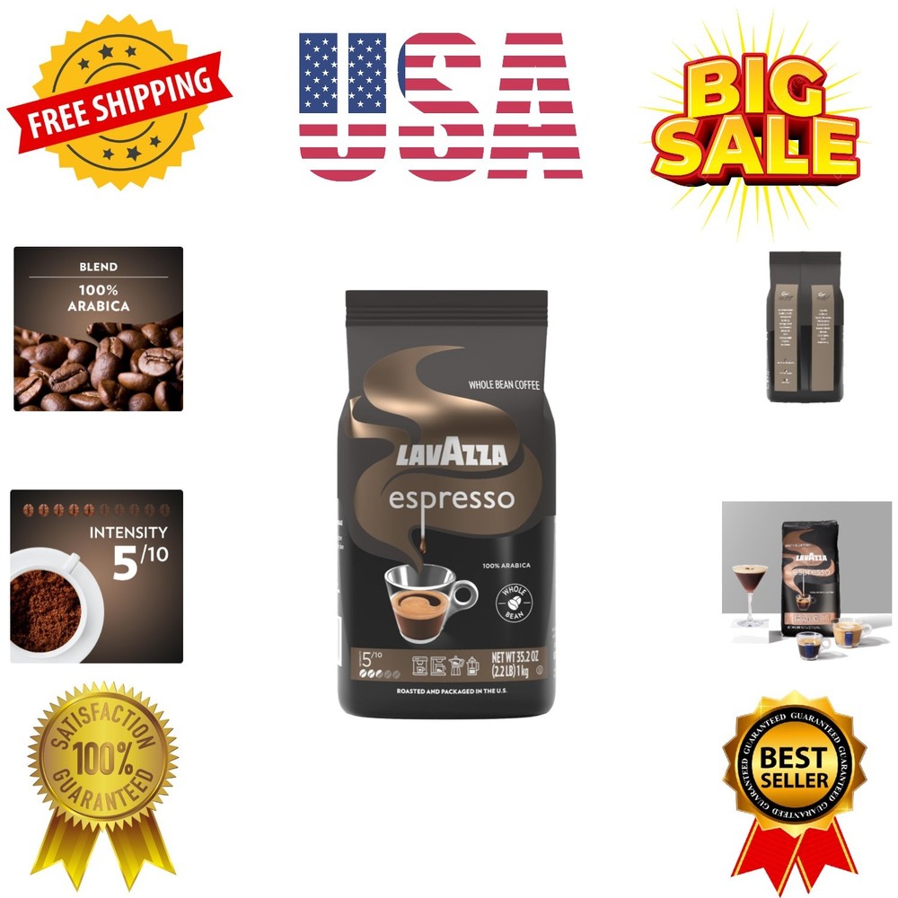 Espresso Whole Bean Coffee, Medium Roast, 100% Arabica, 2.2 lb Bag Pack of 1