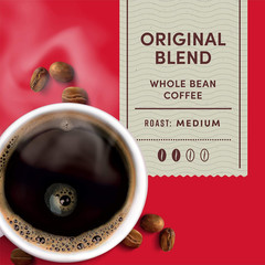 Whole Bean Original, Medium Roast Coffee, Made with 100% Arabica Beans, 12 Ounce