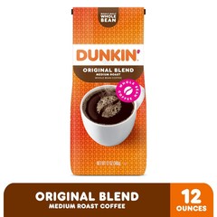 Dunkin’ Original Blend Whole Bean Coffee, Medium Roast, 12 oz Bag