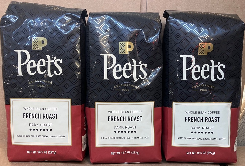 Peet’s French Roast Whole Bean Coffee 3 Packages Dark Roast