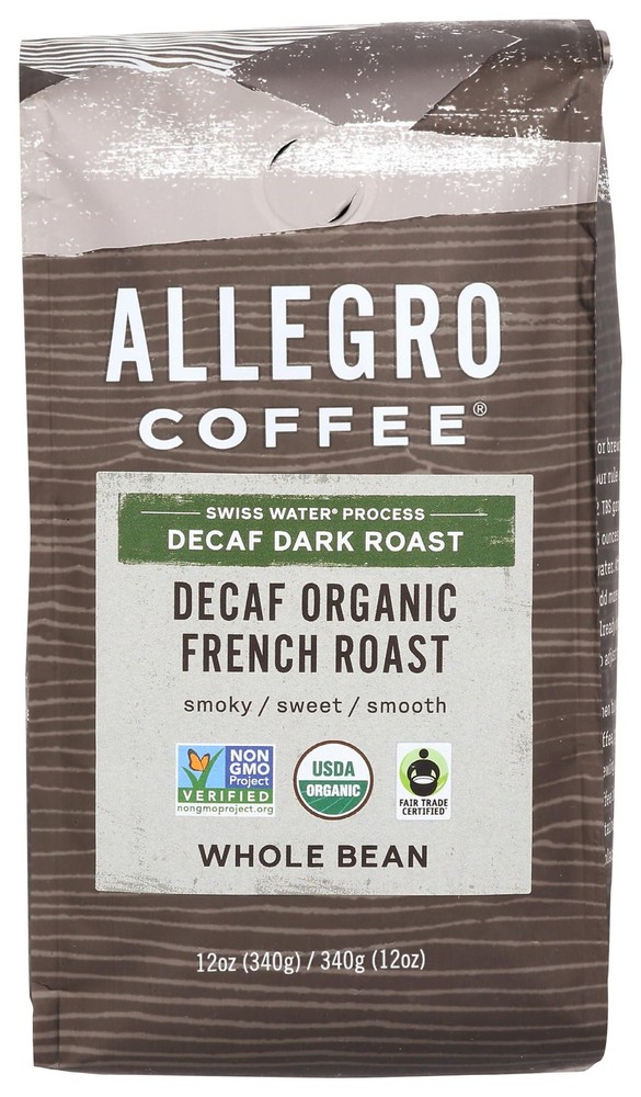 Decaf Organic French Roast Whole Bean Coffee, 12 Ounce (Pack of 1)