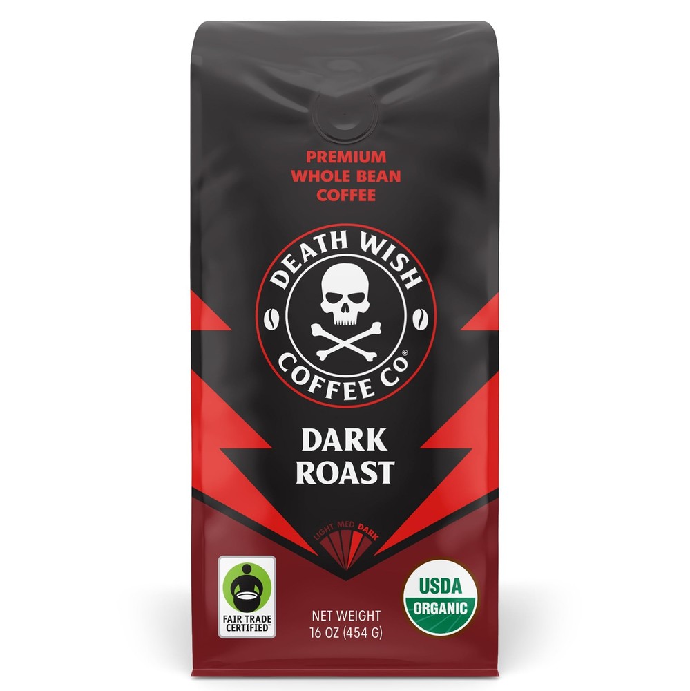 Death Wish Coffee, Organic and Fair Trade 16 Ounce (Pack of 1), Dark Roast