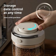 Coffee Bean Sealed Jar with Date Tracker and Waking Bean Valve Vacuum Food Grade