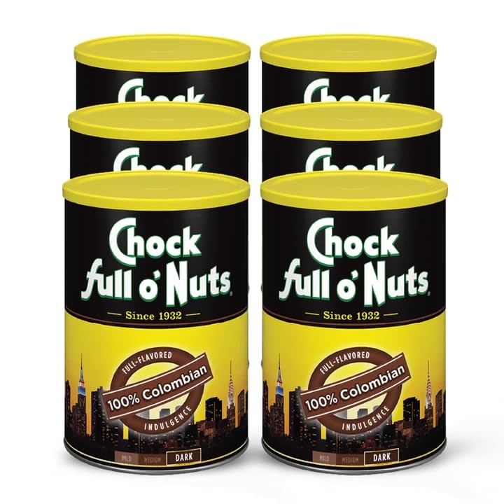 Chock Full o’ Nuts Colombian Ground Coffee – Premium 10.3 Ounce (Pack of 6)