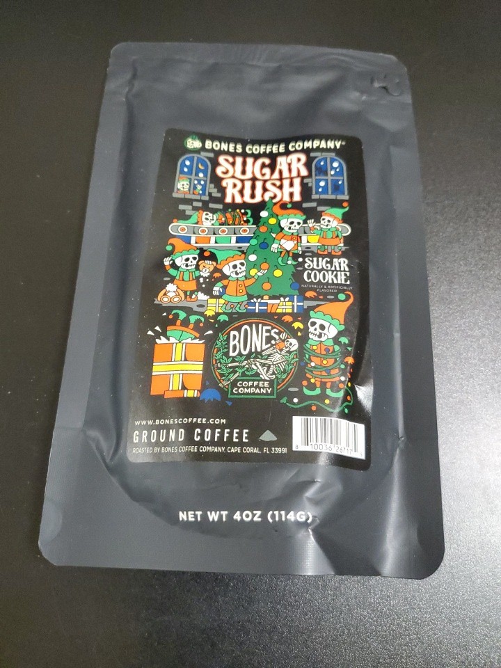Bones Coffee Company Holiday Sugar Rush Sugar Cookie Ground Coffee 4 oz
