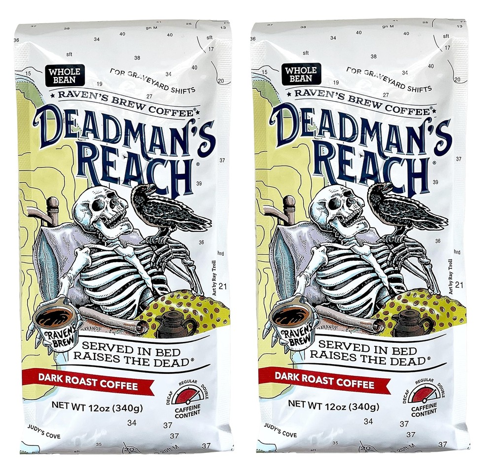 High Caffeine Coffee Dark Roast Whole Bean “ Deadman’s Reach 2pack Of 12oz