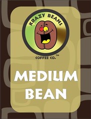 3 Bags KRAZY BEANS Medium Roast Whole Bean Coffee Three 12 Oz Bags.