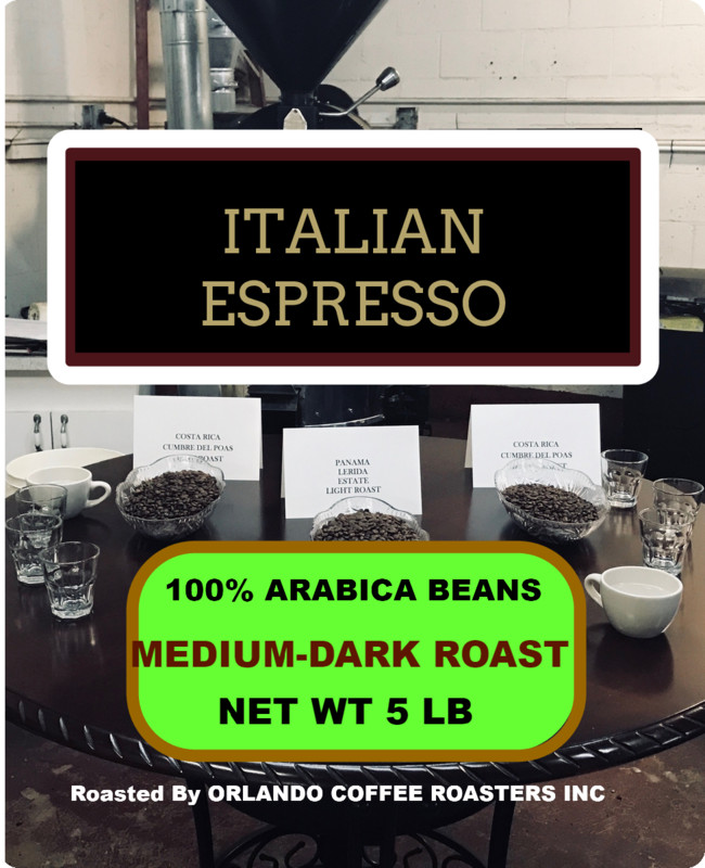 5LBS ESPRESSO BLEND OF ARABICA AND ROBUSTA BEANS FRESH ROASTED TO ORDER