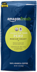 , Organic Fair Trade Peru Whole Bean Coffee, Medium Roast, 12 Oz ⭐️⭐️⭐️⭐️⭐️