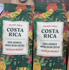2 X Trader Joe’s Costa Rica 100% Arabica Whole Bean Coffee Medium Roast 12 Oz Ea