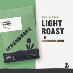 GROUNDWORK Ethiopia Heirloom Blend Whole Bean Coffee Light Roast, 12oz (1-Pack)