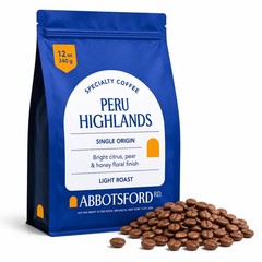 Peru Highlands Flavored Whole Bean Coffee, Light Roast 12 Ounce (Pack of 1)